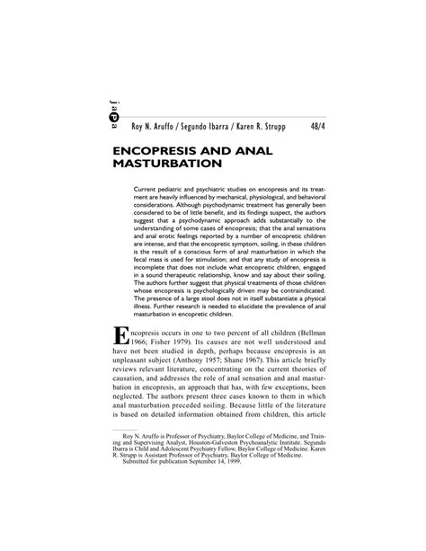Pdf Encopresis And Anal Masturbation