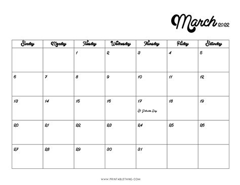 March 2022 Calendar Printable Pdf Us Holidays Blank Free Download