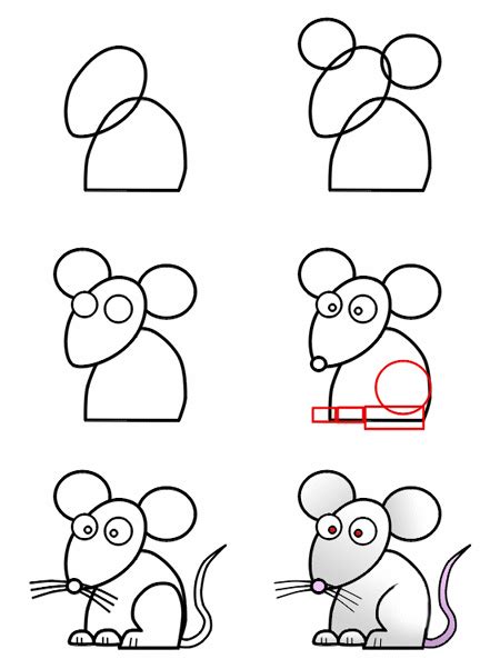 Add the two legs below. Drawing a cartoon mouse