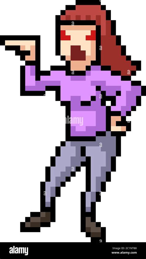 Vector Pixel Art Woman Angry Isolated Cartoon Stock Vector Image And Art