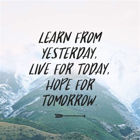 Inspirational Motivational Quote Learn From Yesterday Live For Today