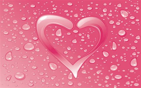 Water Drops On The Pink Heart Wallpaper Digital Art Wallpapers 54023