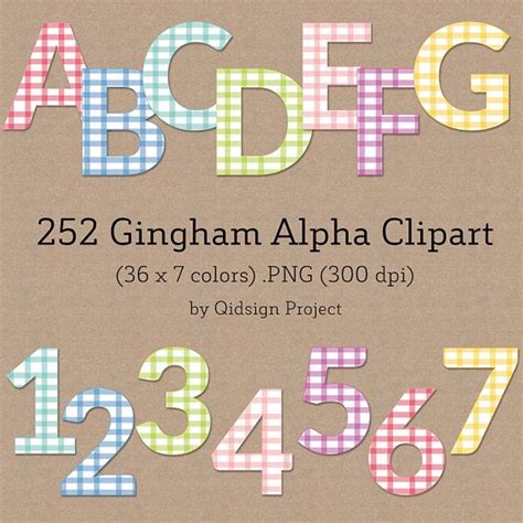 252 Gingham Alphabet Clipart Scrapbook Alphabet Digital Etsy Uk