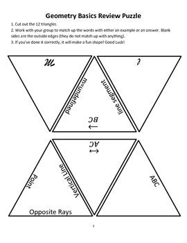 Excerpted from the complete idiot's guide to geometry 2004 by denise szecsei, ph.d. Geometry Basics Review Puzzle by The Try Angle | TpT