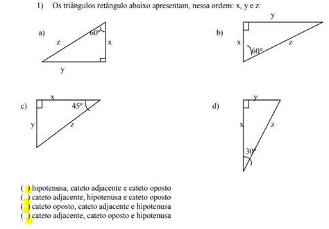 Hipotenusa Cateto Adjacente E Cateto Oposto Cateto Adjacente