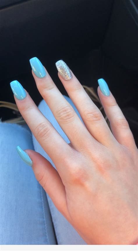 Cute Blue Acrylic Nails With Glitter Summer And Colors Go Hand In