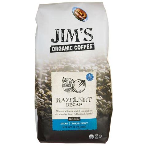 Jim S Organic Coffee Ground Coffee Hazelnut Decaf 12 Oz Pkg Swanson