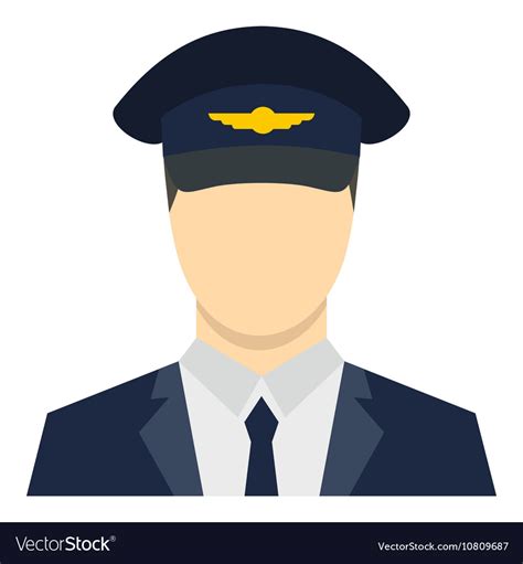 Pilot Icon Flat Style Royalty Free Vector Image
