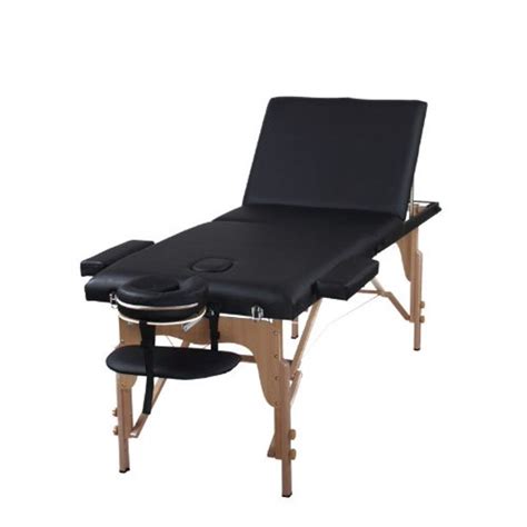 Heaven Massage Table 3 Fold Black Reiki Portable Massage Spa Beauty Table Pu Leather High