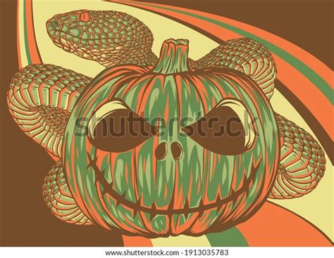 Halloween Pumpkin Snake Colored Vector Illustration Stock Vector
