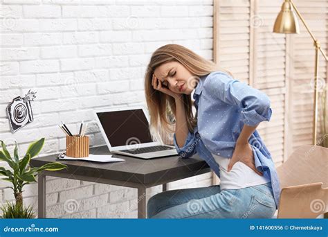 Young Woman Suffering From Back Pain Stock Photo Image Of Person