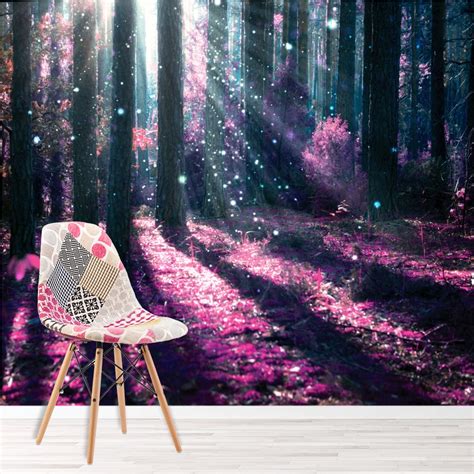 Enchanted Forest Wall Mural Purple Tree Photo Wallpaper