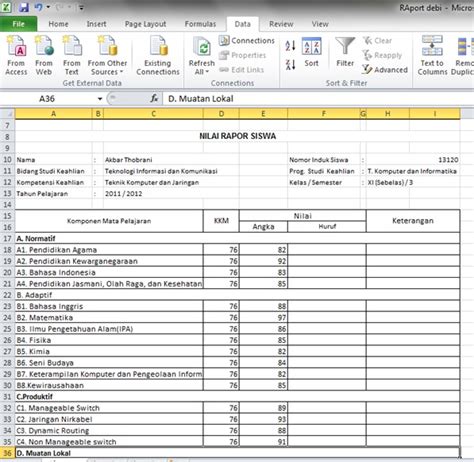 Cara Membuat Raport Hasil Belajar Di Excel ITugas Com