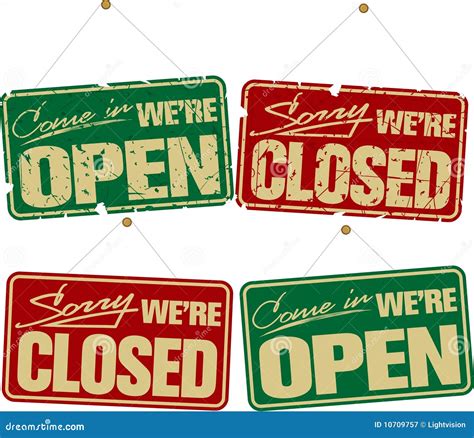 Open And Closed Sign Boards With A Rope Open Or Closed Sign Board