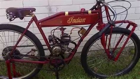 Custom Built Indian Board Track Replica Racer Motorized Bicycle Youtube