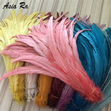 50 500pcs Per Lot Natural Chicken Tail Feathers 10 12 Inch 25 30 Cm Rooster Cock Coque Feather