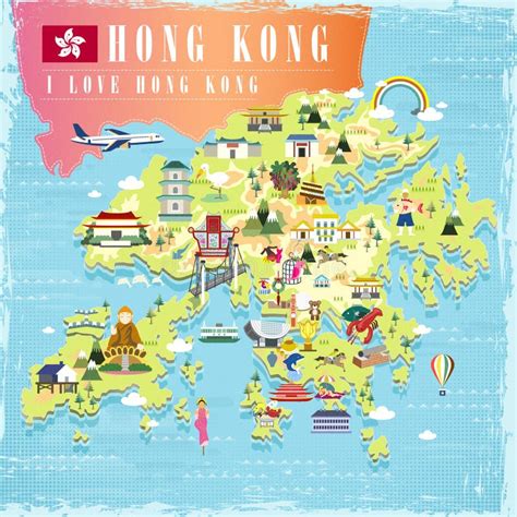 Mapa Del Viaje De Hong Kong Ilustración Del Vector Ilustración De