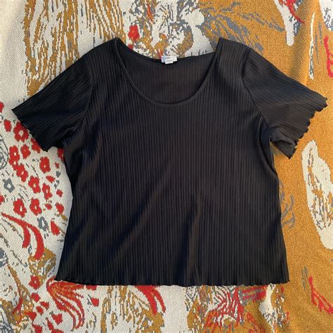 Ava And Viv Black Ribbed T Shirt Size 1x It Has A Depop