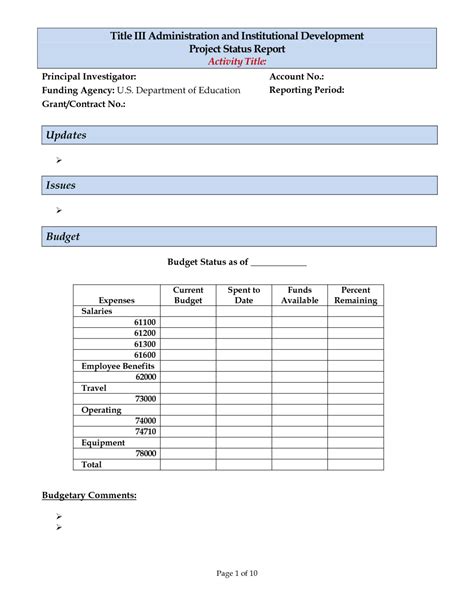 Project Monthly Status Report Template Best Professional Templates
