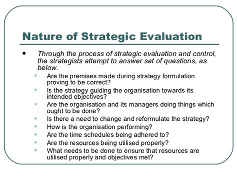 Strategic Evaluation And Control