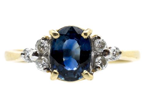 18ct Gold Ceylon Sapphire And Diamond Ring 99o The Antique Jewellery