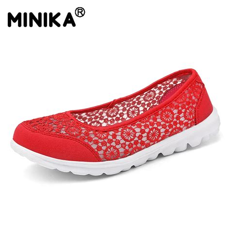 Minika Women Lace Walking Shoes Summer Outdoor Shoes Fitness Shoes For