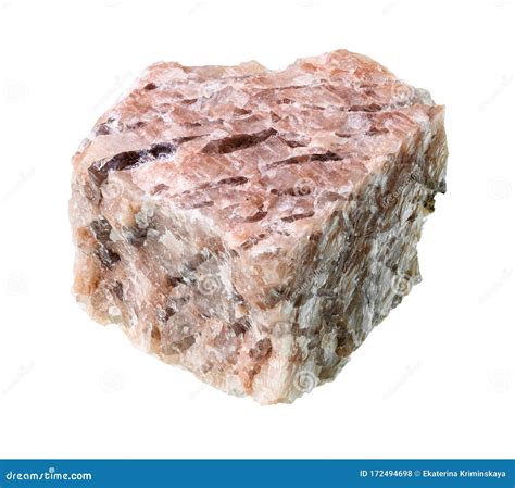 Unpolished Granite Pegmatite Rock Cutout On White Stock Photo Image