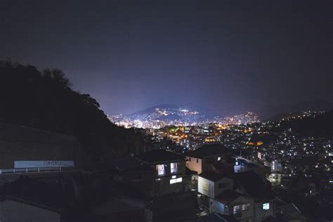 Wallpaper Jepang Pemandangan Nagasaki Kota Pegunungan Malam