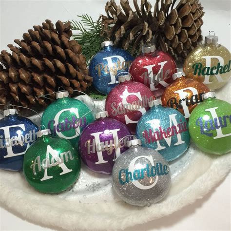 Personalized Glitter Ornaments Etsy Christmas Ornaments Clear