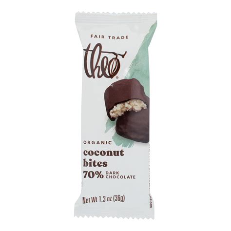 Theo Chocolate Coconut Bites Dark Chocolate Classic Coconut Case Of