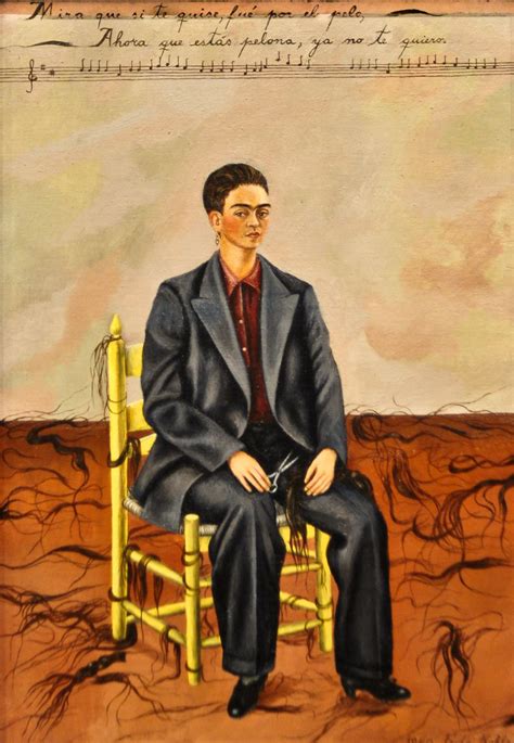 Self Portrait With Cropped Hair 1940 She Sits In A Mexican Chair In