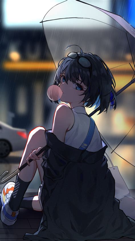 Download Wallpaper 1080x1920 Enjoying Rain Anime Girl 1080p Wallpaper