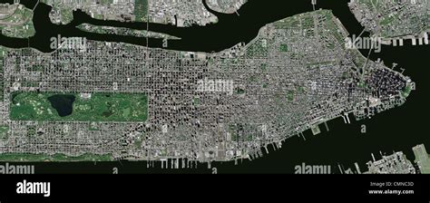 Aerial Photo Map Manhattan New York City Stock Photo Alamy