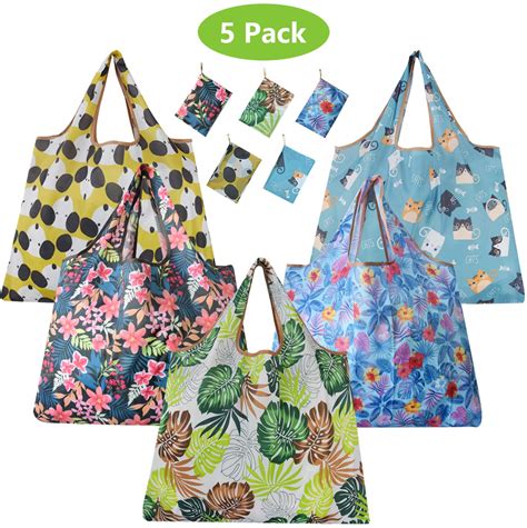 Reusable Grocery Bags Pack Foldable Eco Friendly Large Groceries Tote Bag With Pouch Washable