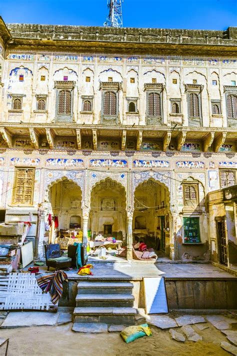 Inner Courtyard Of An Old Haveli In Mandawa Editorial Image Image Of