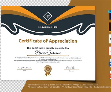 Printable Of Appreciation Certificate Template 104735