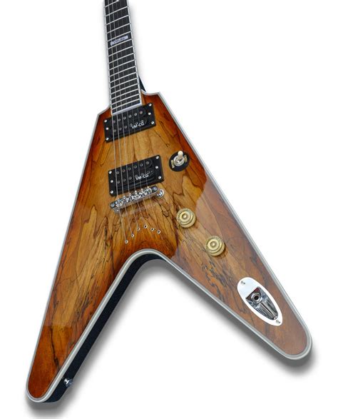 Custom Natural Spalted Wood V Shape Electric Guitar Palace Guitars