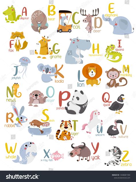 Animal Alphabet Graphic Z Cute Vector Stock Vector Royalty Free