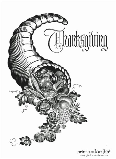 Search through more than 50000 coloring pages. Vintage Thanksgiving cornucopia - Print Color Fun!