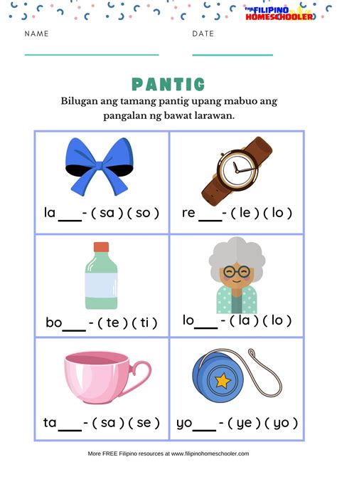 Download Pantig Filipino Worksheets For Grade 1 — The Filipino Homeschooler