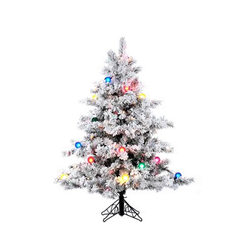 Flocked Alaskan Tree With G50 Lights Flocked Artificial Christmas