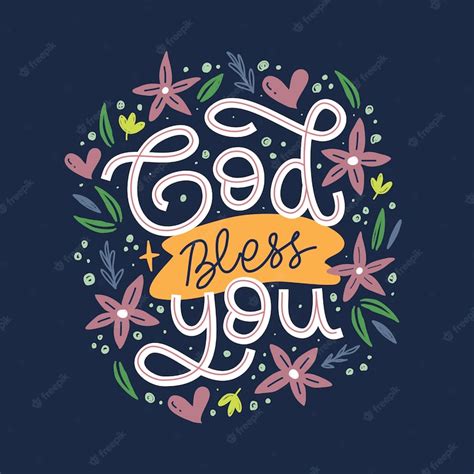 Premium Vector God Bless You Hand Drawn Lettering Inspirational And