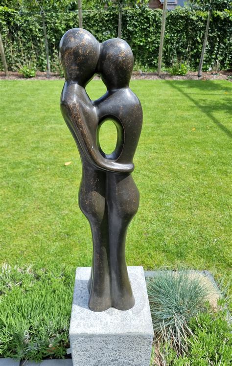 Bronze Garden Sculpture Of An Embracing Couple Abstract And Modern Romantic Garden Statues
