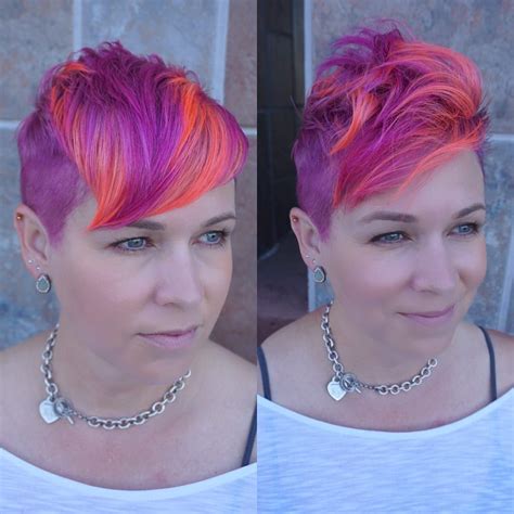 This Playful Neon Textured Undercut Pixie Is A Great Modern Cut For Someone Seeking Fun