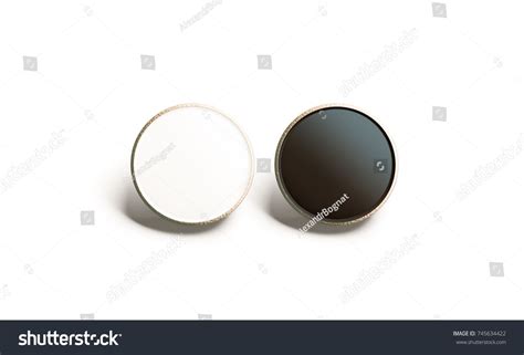 Blank Black And White Round Gold Lapel Badge Mock Up Front View 3d