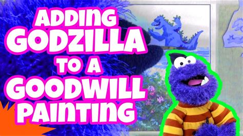 Adding Godzilla To A Goodwill Painting • Paint By Monster Youtube