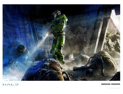 Halo The Flood The Parasite The Infection Master Chief Fine Art