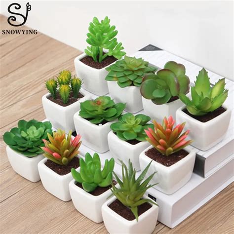 Artificial Succulent Plant Cactus Mini Potted Plants Writing Desk