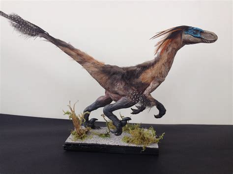 Velociraptor Mongoliensis Sculpture With Real Feathers — Stan Winston School Of Character