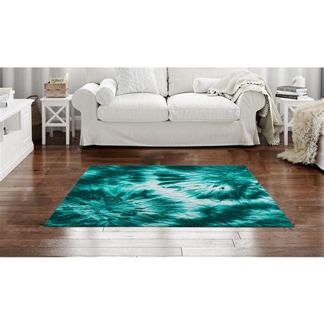 Tie Dye Area Rug Tie Dye Rug Abstract Accent Rug Teal Area Etsy